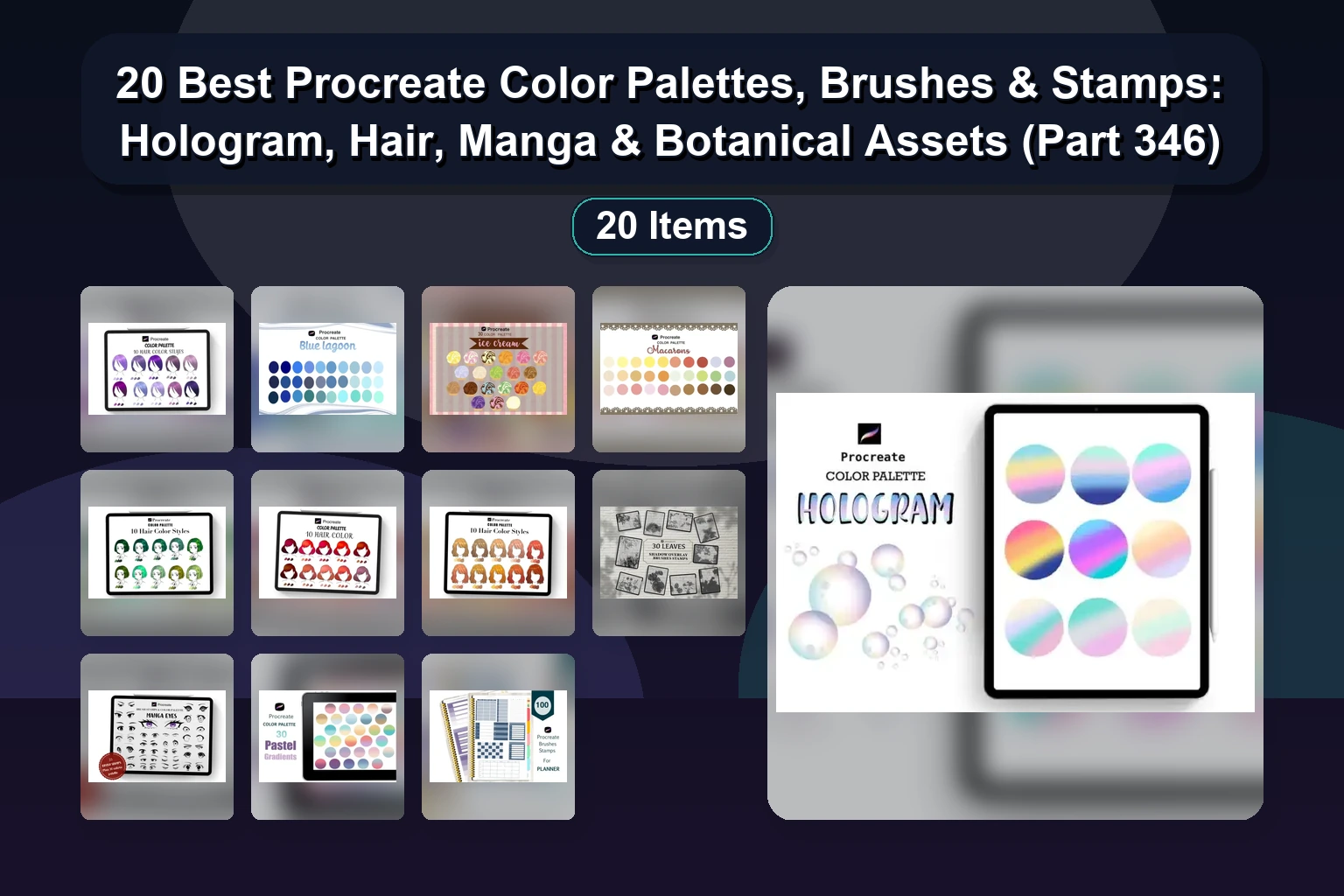 Procreate Brushes, Stamps & Color Palettes – Lace, Hair, Flowers, & More for Digital Art