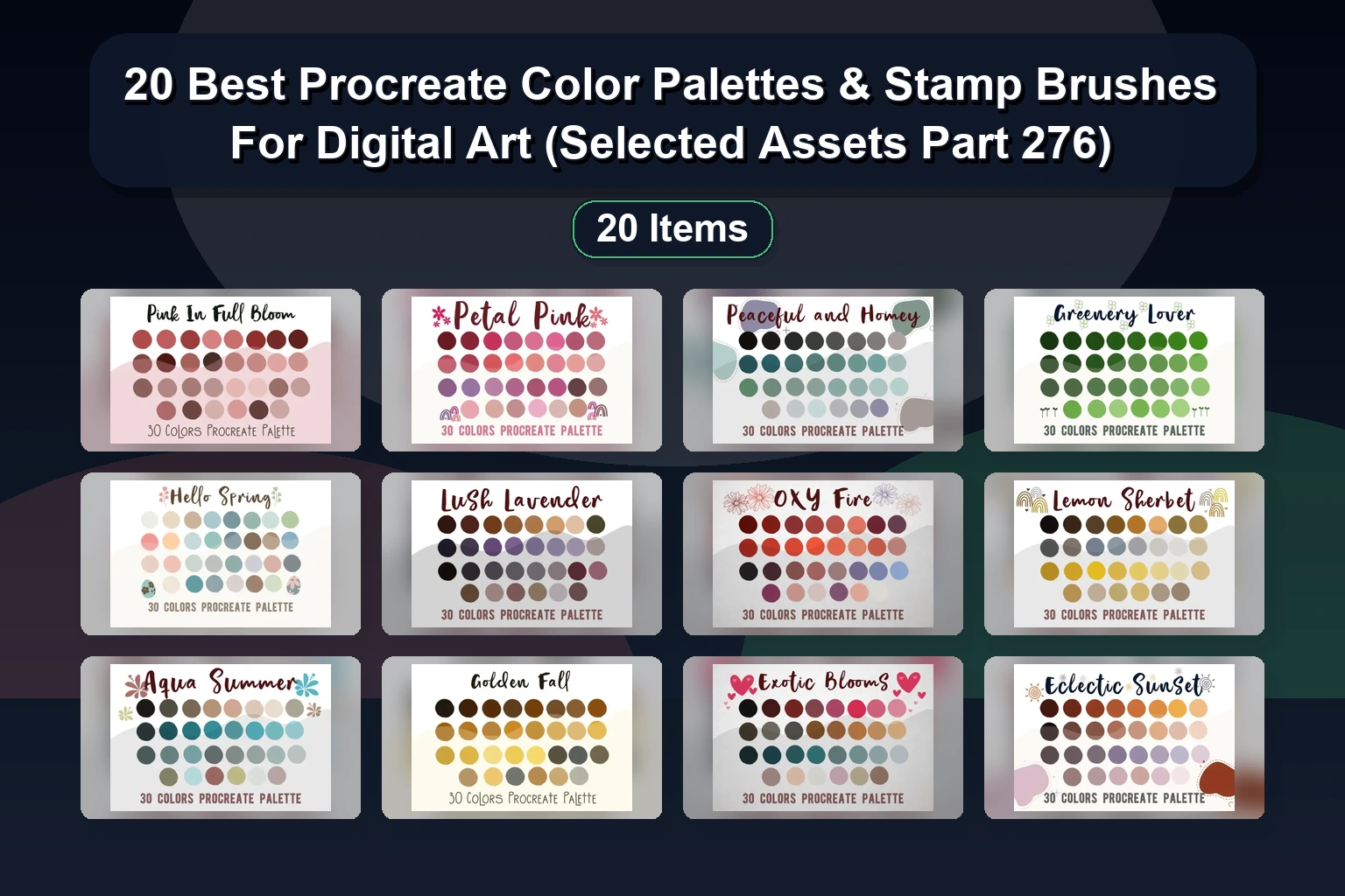 Best Procreate Brushes & Color Palettes for Tattoo Art, Landscapes & Retro Design (275+ Assets)