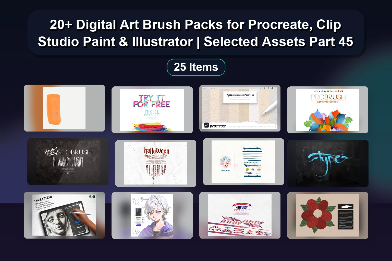 Ultimate Procreate Brush Collection for Digital Art, Textures, Comics & Watercolor (Selected Assets Part 46)