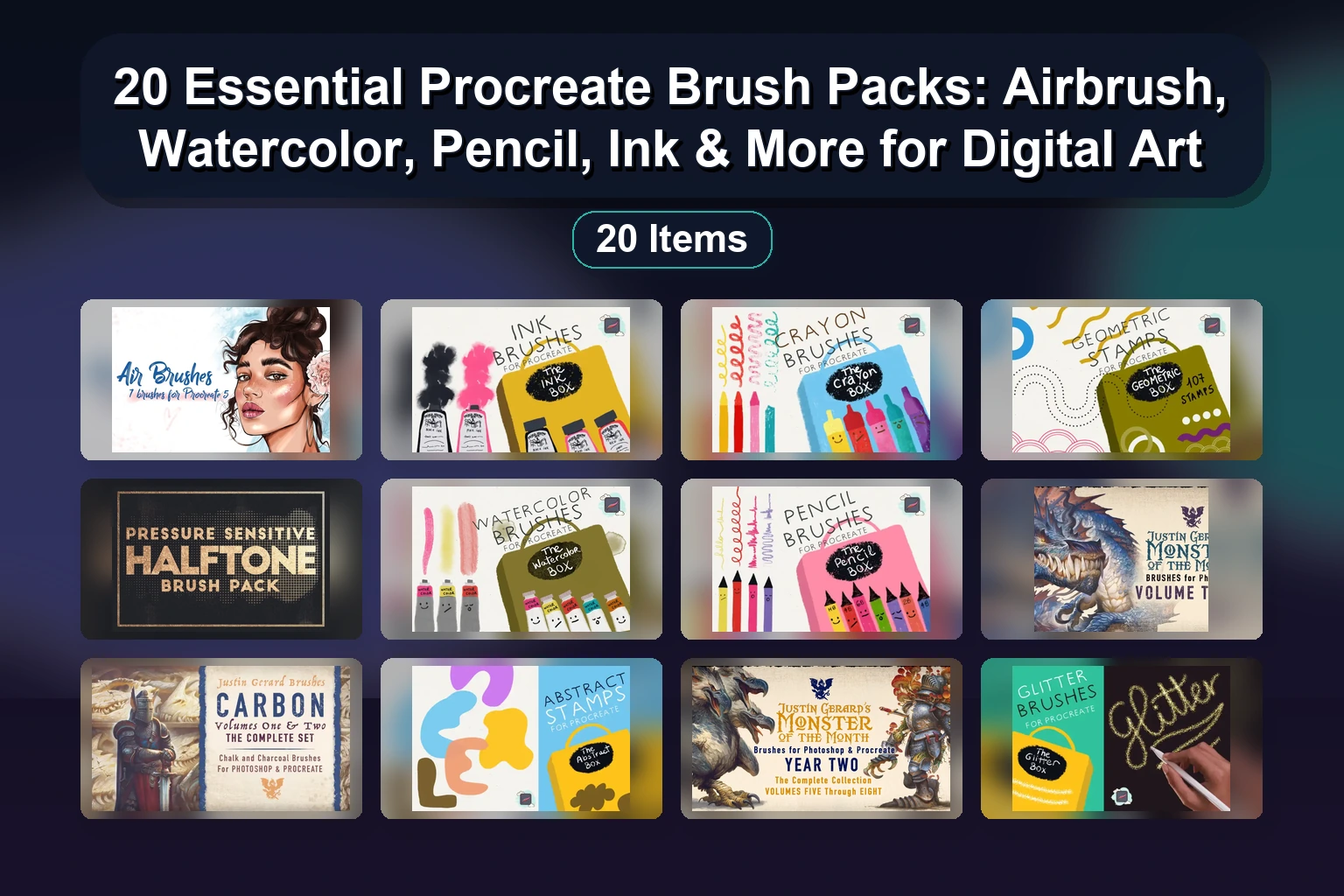 20 Essential Procreate Brush Packs: Airbrush, Watercolor, Pencil, Ink & More for Digital Art