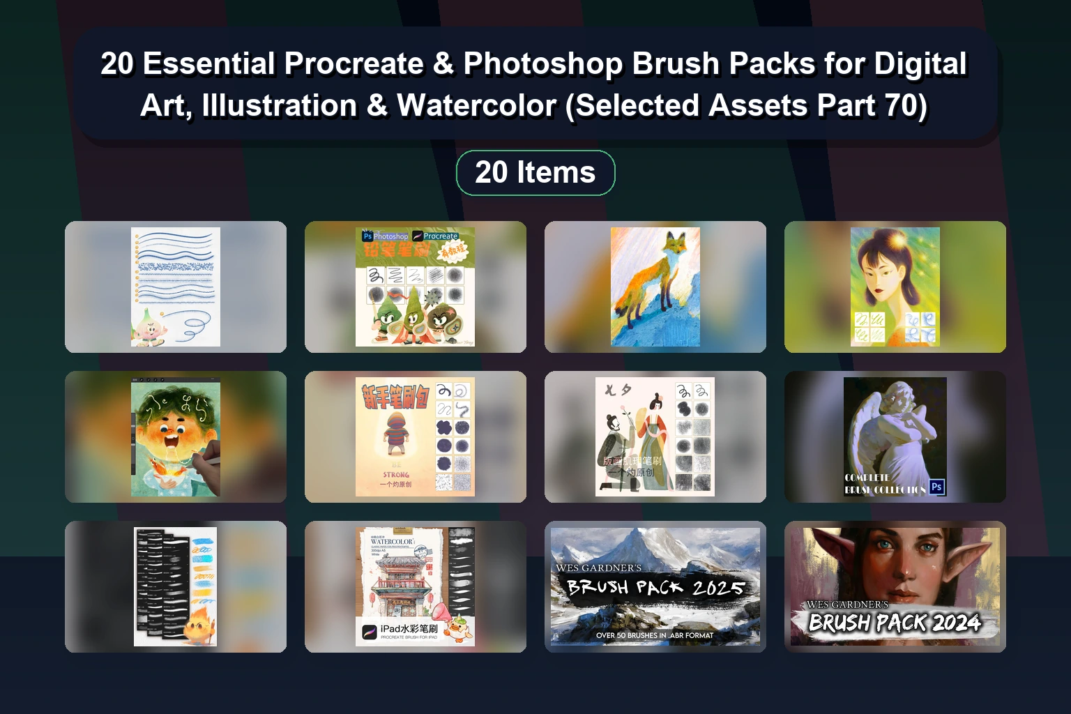 Best Procreate & Adobe Brush Packs for Watercolor, Oil Pastel, Sketching & Digital Art (Selected Assets Part 71)