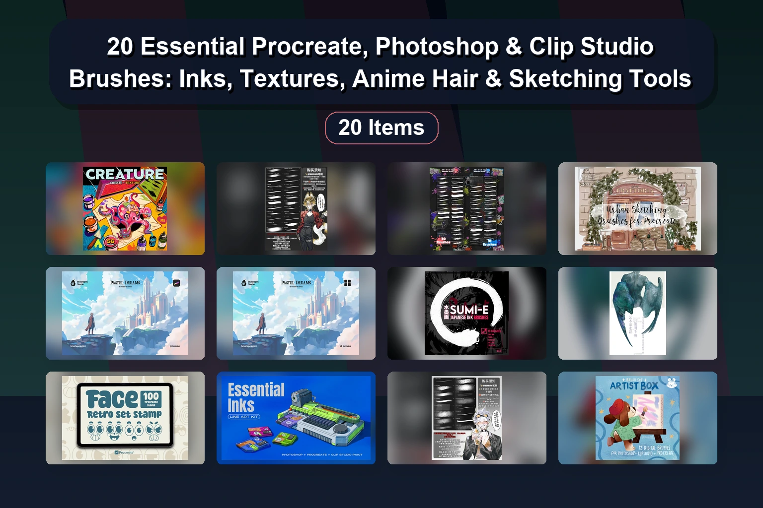 20 Best Procreate Brush Packs & Digital Art Assets for iPad Drawing (Hair, Textures, & Essential Tools)
