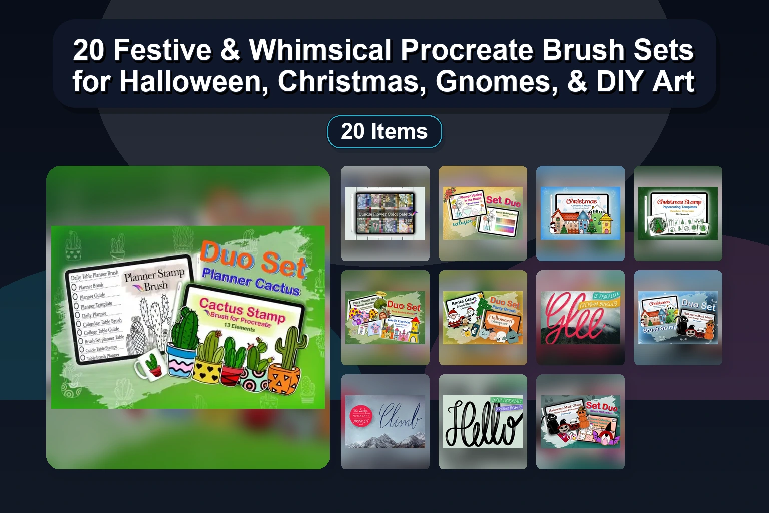 20 Procreate Stamp Brush Sets: Women, Florals, Boho, Houses, Planners & Christmas Designs by digital-ideas-art-2465