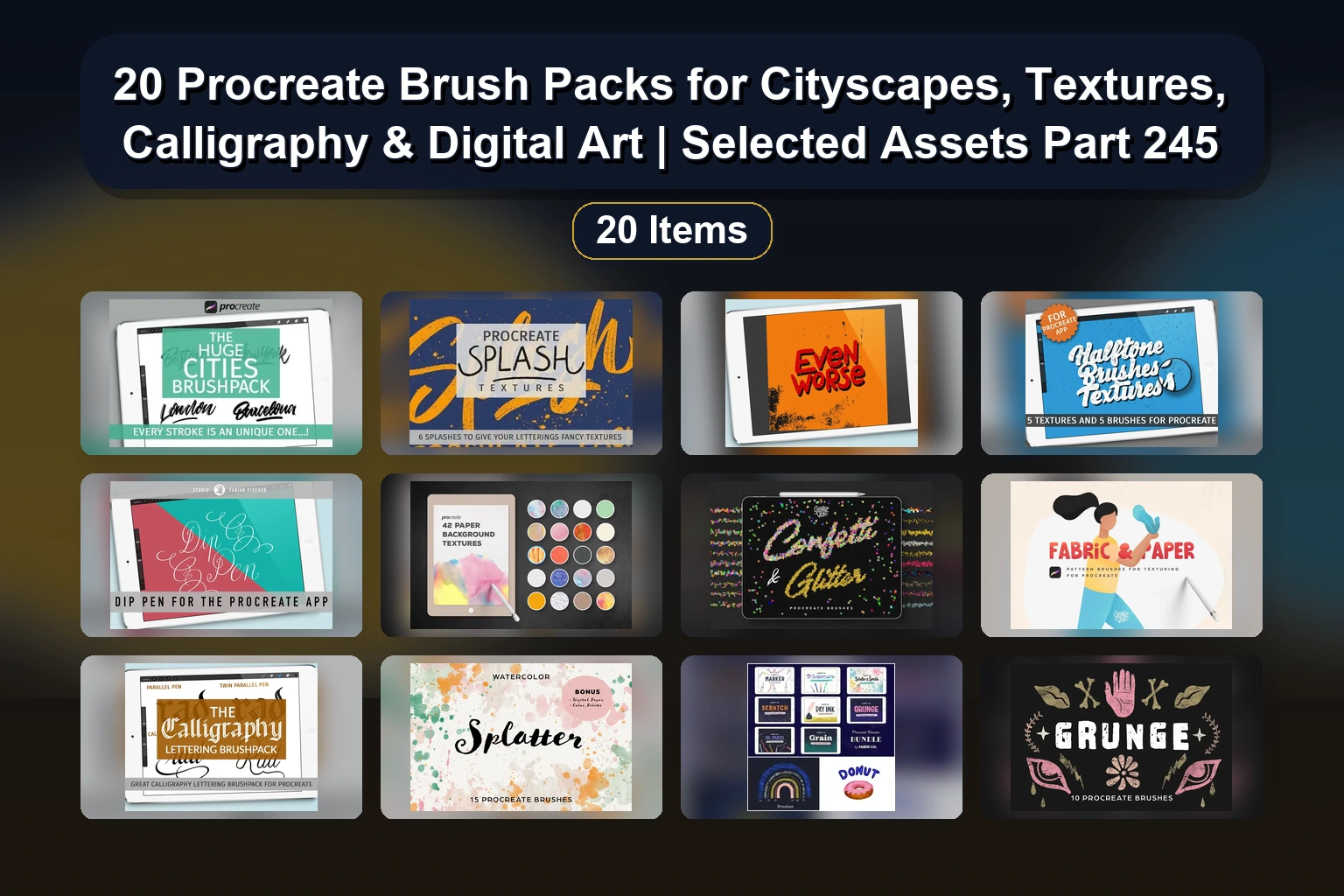 20 Procreate Brushes, Stamps & Color Palettes for Floral, Fall & Abstract Art