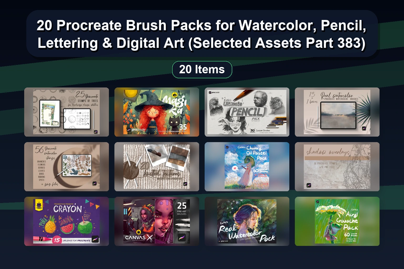 20 Best Procreate Brush Sets for Digital Art: Wireframes, Textures, Fashion & Nature Stamps (2024)