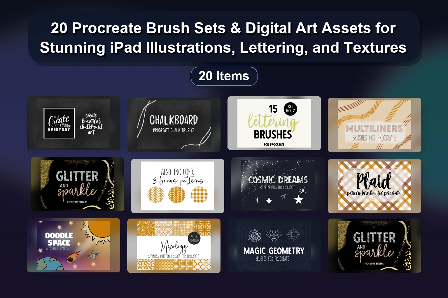 20 Procreate Brush Sets & Digital Art Assets for Stunning iPad Illustrations, Lettering, and Textures