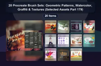 20 Procreate Brush Sets: Geometric Patterns, Watercolor, Graffiti & Textures (Selected Assets Part 179)