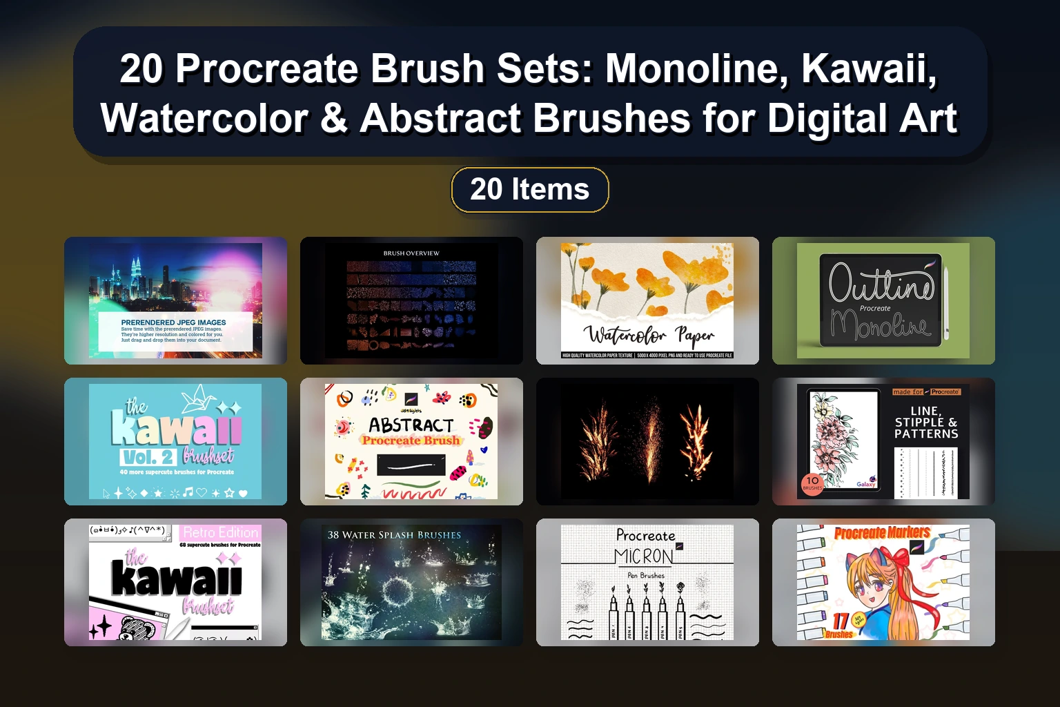20 Procreate Brush Sets for Digital Art: Trees, Clouds, Splatters & More (Selected Assets Part 43)