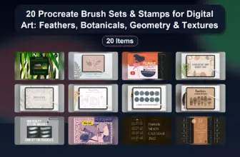 20 Procreate Brush Sets & Stamps for Digital Art: Feathers, Botanicals, Geometry & Textures