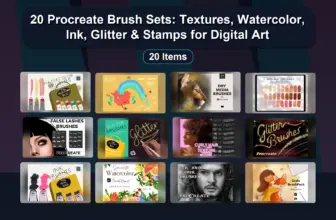 20 Procreate Brush Sets: Textures, Watercolor, Ink, Glitter & Stamps for Digital Art