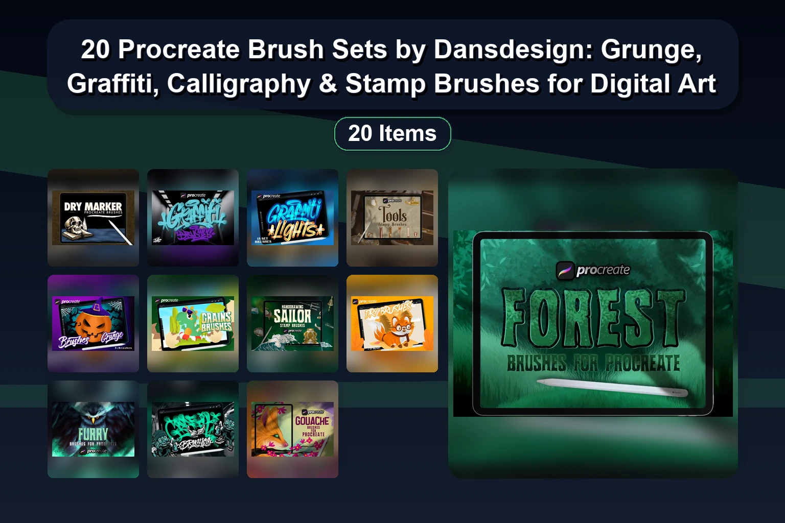 25 Procreate Brush Sets & Creator Kits for Botanical Art, Lettering, Portraits & Illustration