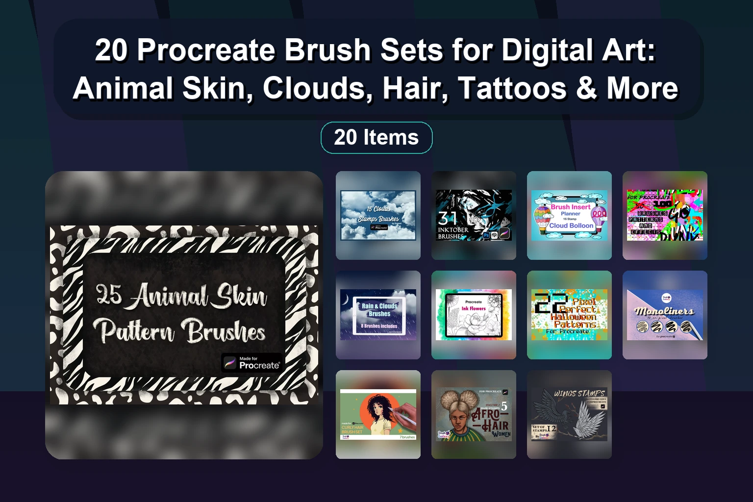 20 Watercolor Brush Packs for Procreate: Leaves, Flowers, Fruits, Textures & Splatters