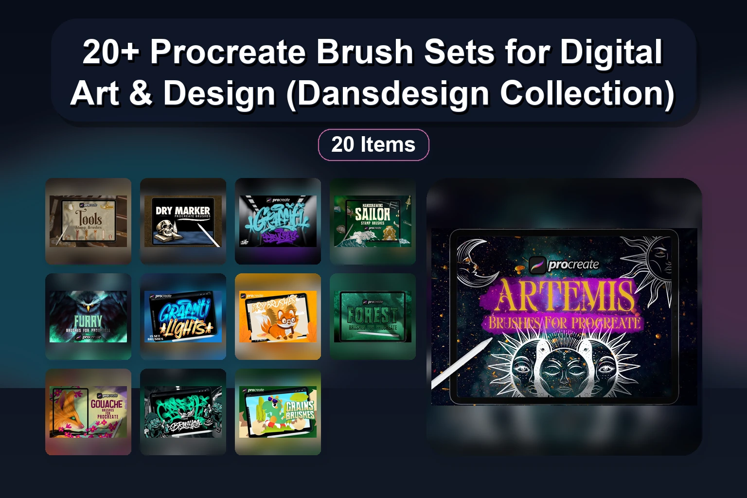 Dansdesign Procreate Brush Pack Collection: Graffiti, Gouache, Floral & Texture Brushes for iPad
