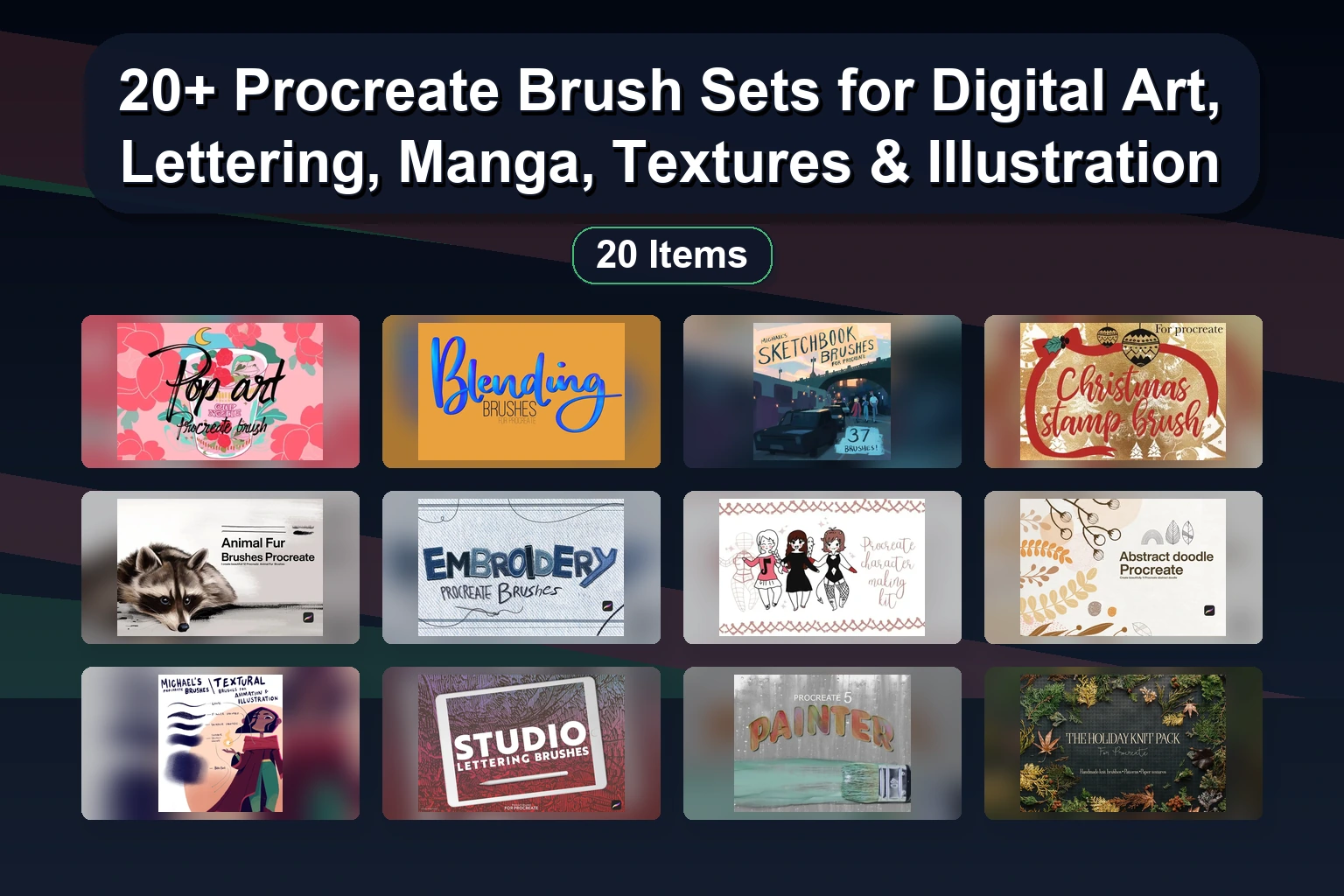 20+ Procreate Brush Sets for Digital Art, Lettering, Manga, Textures & Illustration