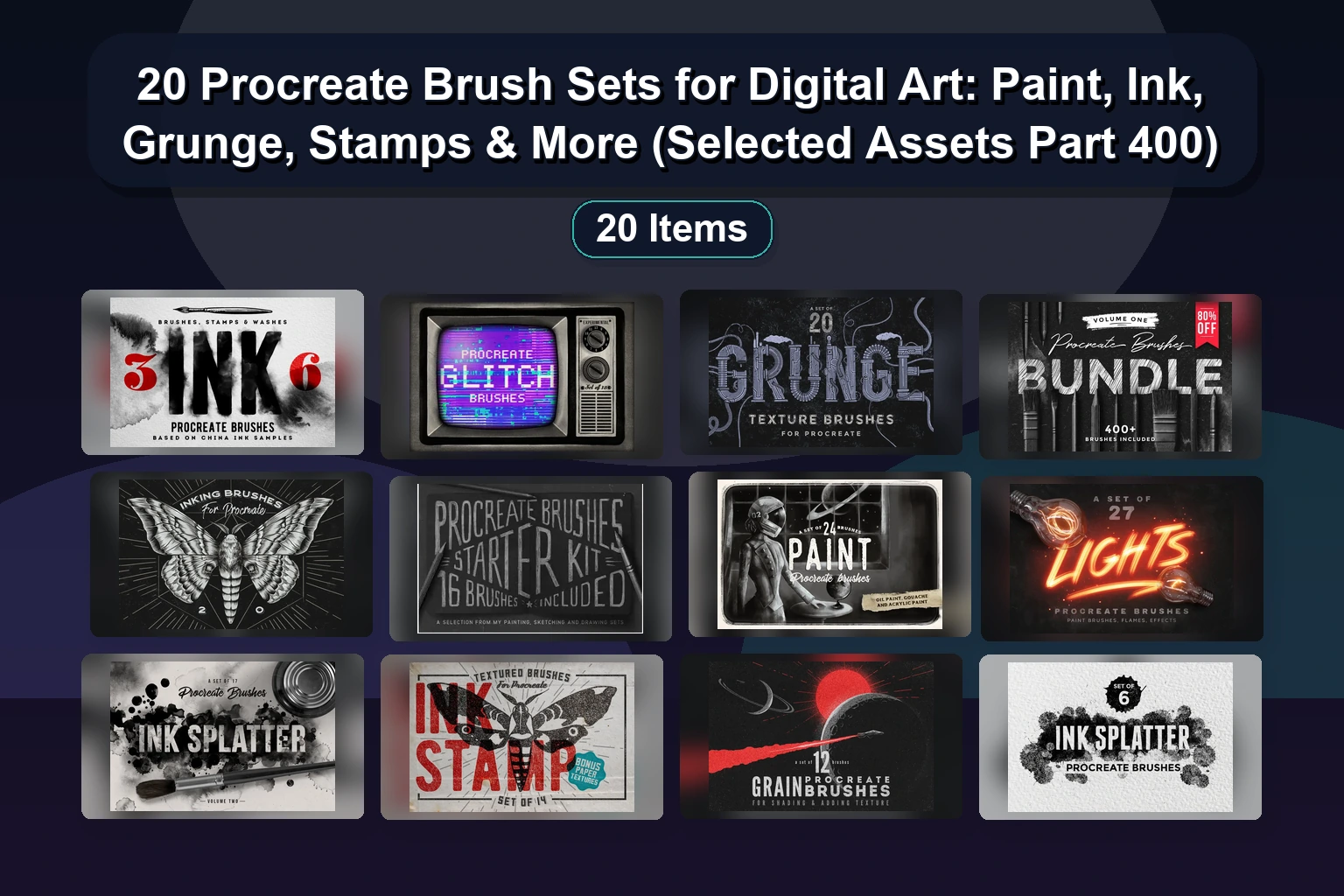 20 Best Procreate Stamp & Texture Brush Bundles: Animals, Lace, Tattoos, Watercolor & More (Selected Assets Part 401)