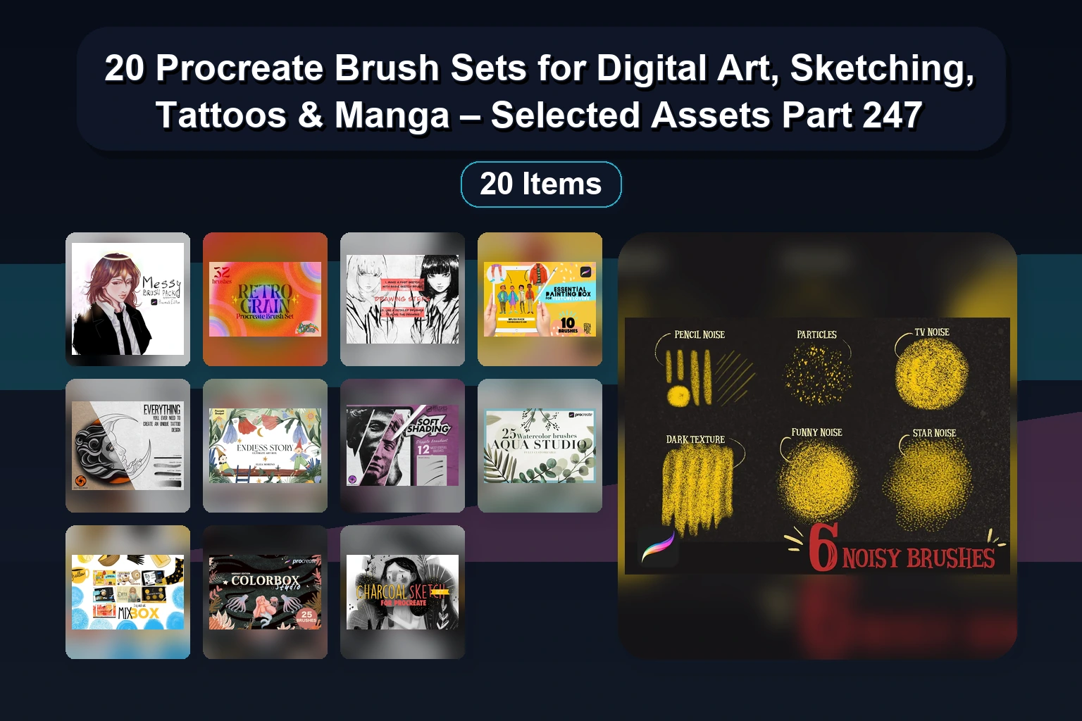 The Ultimate Procreate Brush Collection: Hairstyles, Stamps, Sketching & Art Textures (Selected Assets Part 246)
