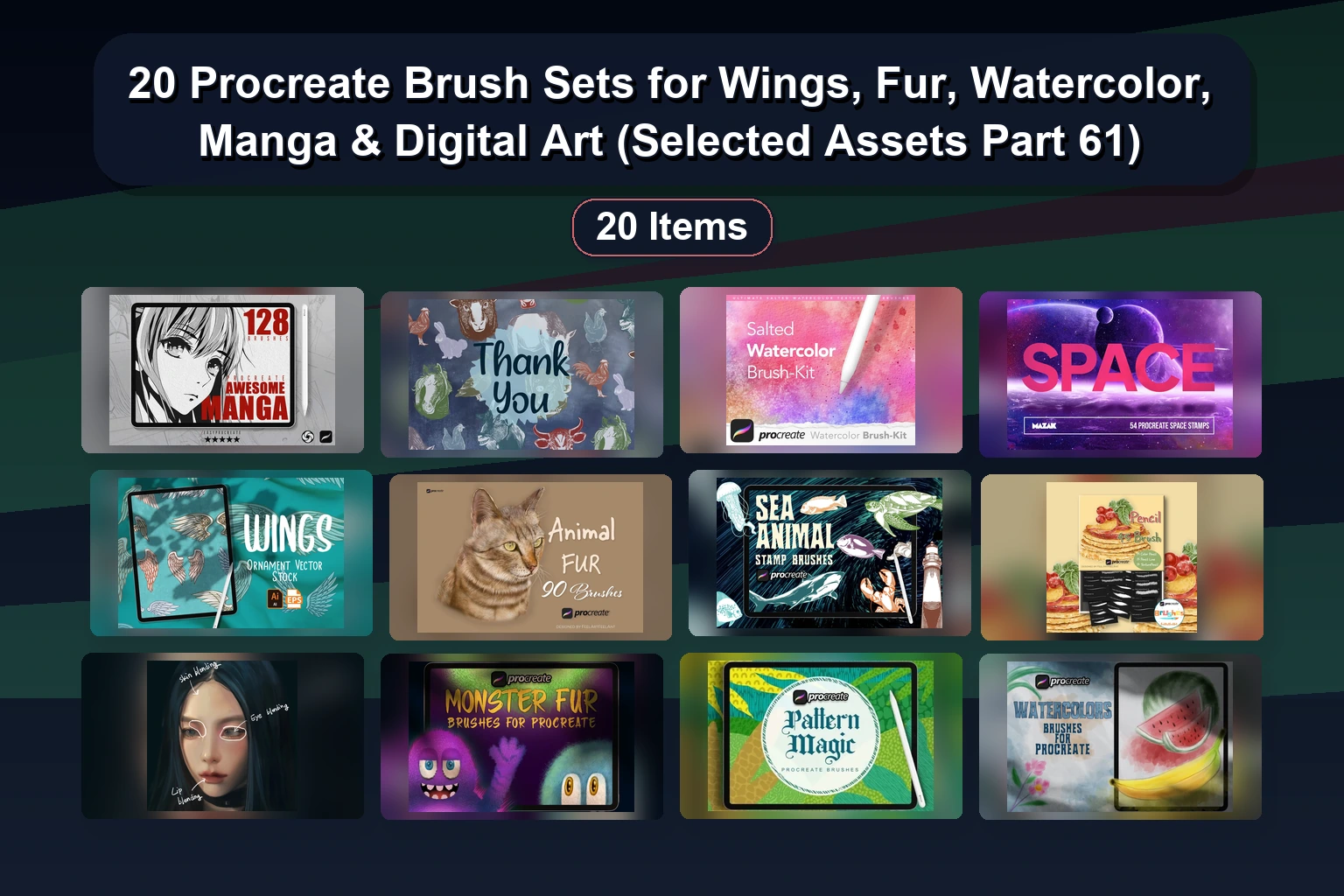 20 Essential Procreate Brush Sets & Stamps for Sketching, Watercolor, Tattoos & Texture Art