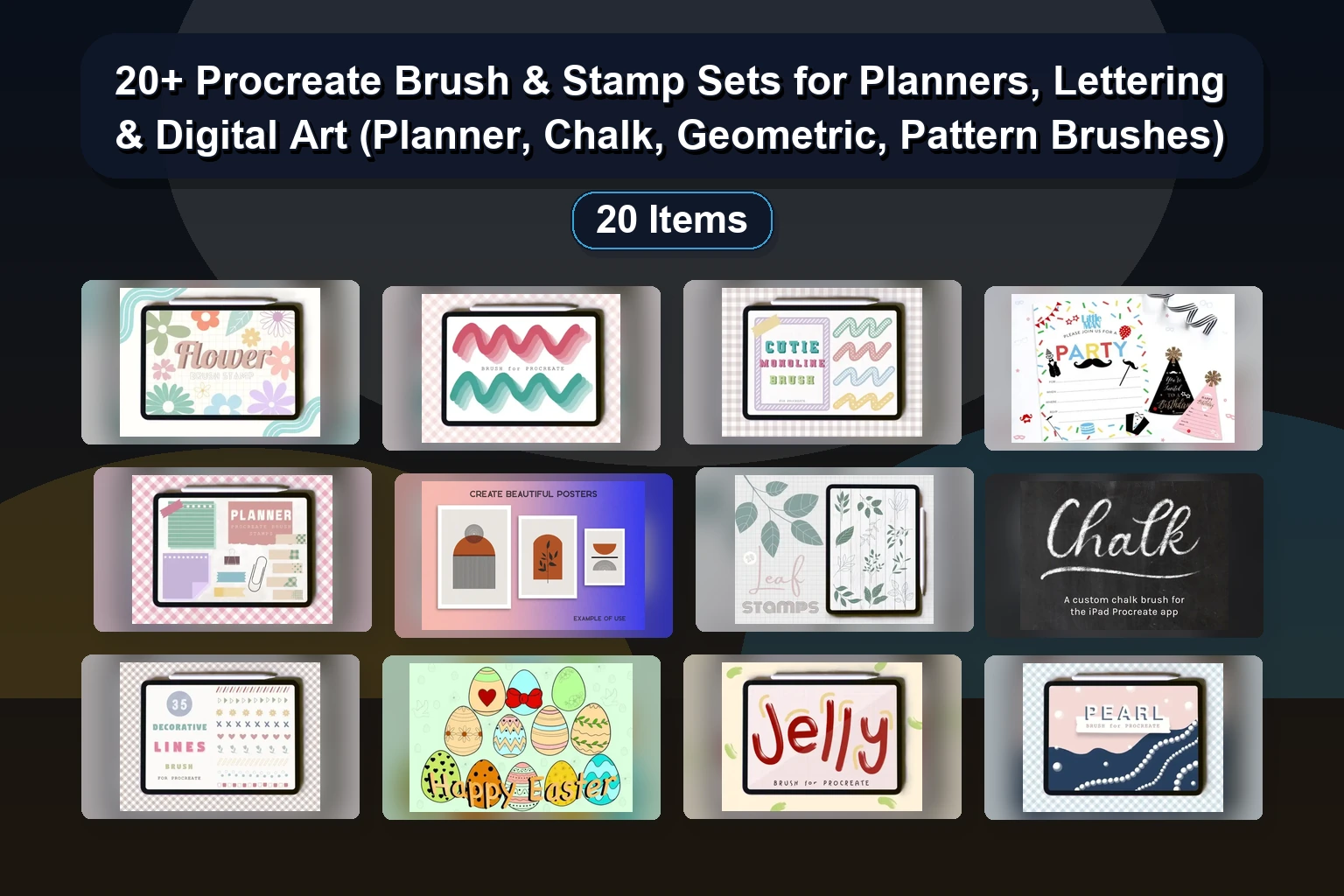 20+ Procreate Brushes & Color Palettes: Galaxy, Watercolor, Stamps & Festive Themes for Digital Art
