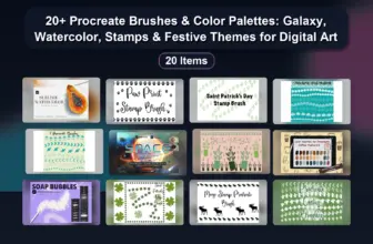 20+ Procreate Brushes & Color Palettes: Galaxy, Watercolor, Stamps & Festive Themes for Digital Art