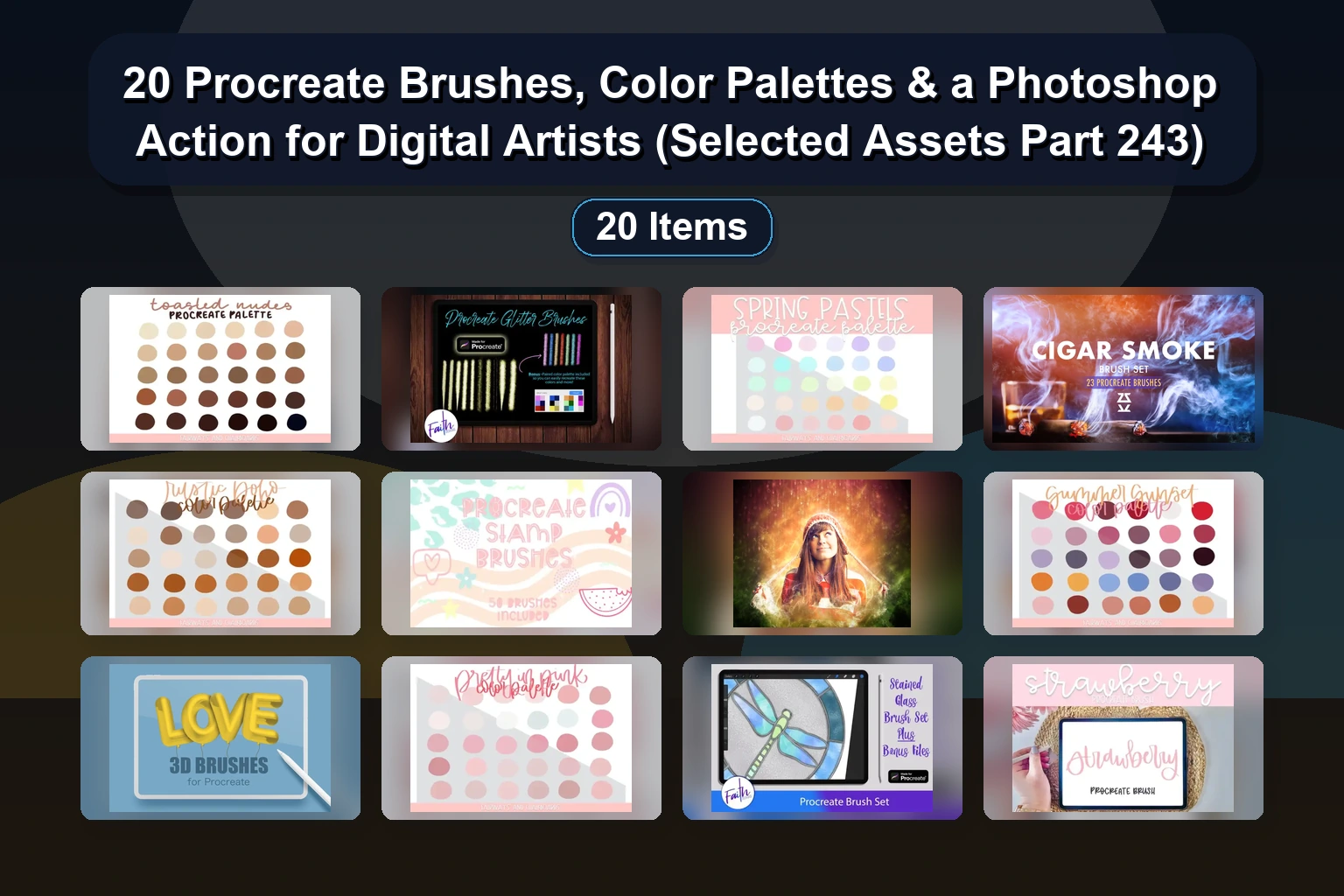 20 Procreate Brushes, Stamps & Color Palettes for Floral, Fall & Abstract Art