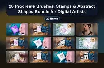 20 Procreate Brushes, Stamps & Abstract Shapes Bundle for Digital Artists