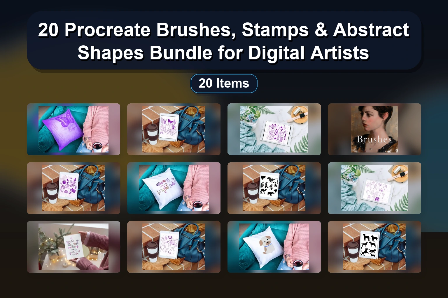 Hand-Drawn Motivational Quote, Floral Pattern, & Abstract Illustration Assets for Procreate (Selected Assets Part 180)