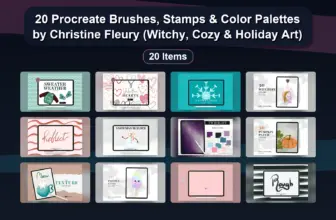20 Procreate Brushes, Stamps & Color Palettes by Christine Fleury (Witchy, Cozy & Holiday Art)