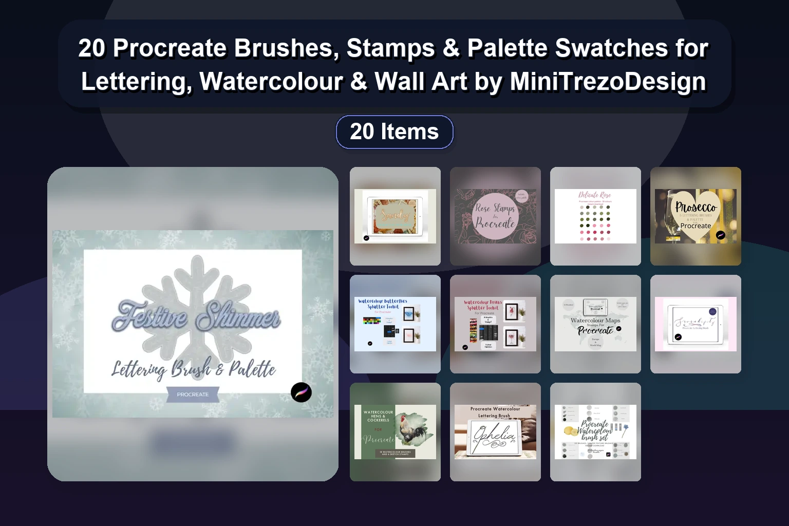 Procreate Brushes, Stamps & Color Palettes For Lettering, Winter & Vintage Art (Selected Assets Part 330)
