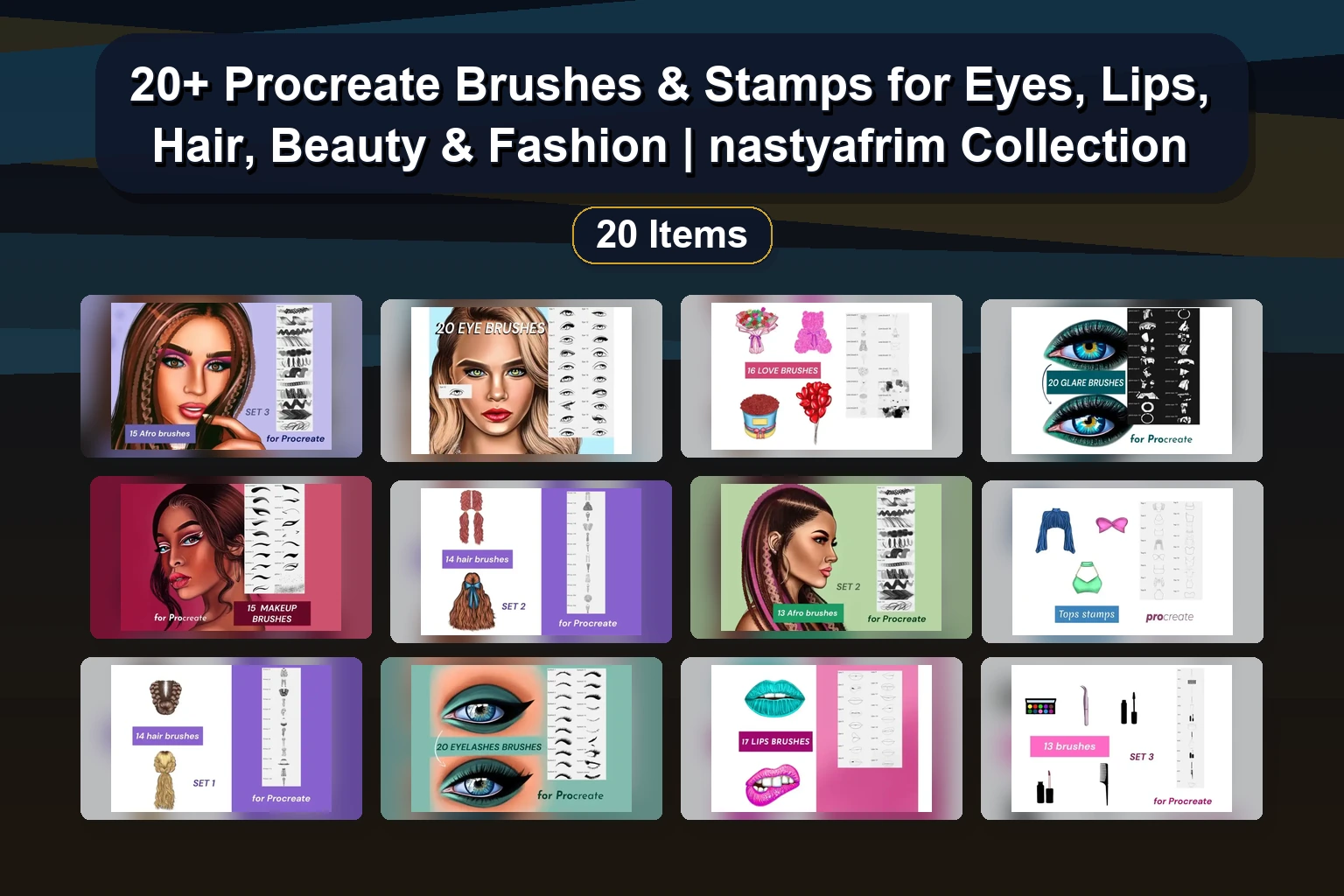 20+ Procreate Brushes & Stamps for Eyes, Lips, Hair, Beauty & Fashion | nastyafrim Collection 20 Procreate Brushes Stamps for Eyes Lips Hair Beauty Fash collage 7b14c4d9 1781838806
