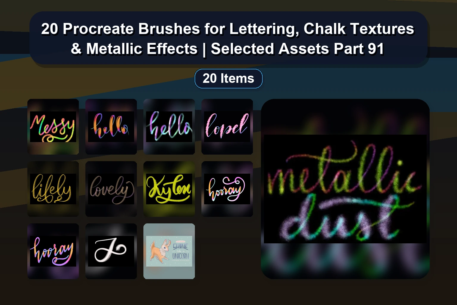 20 Hand-Drawn Procreate Brushes for Lettering & Calligraphy | Selected Assets Part 90
