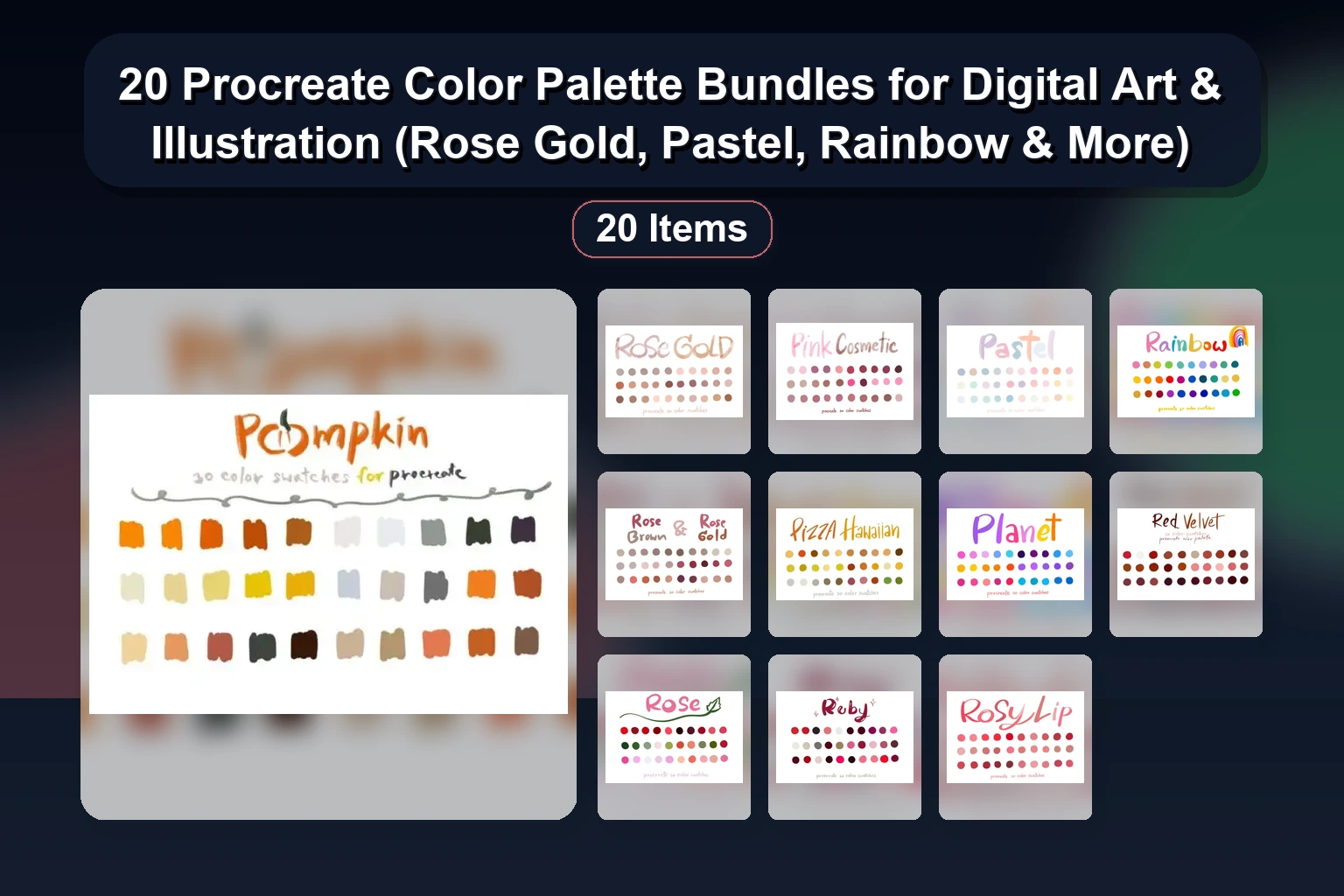 20 Procreate Color Palette Sets: Food, Nature & Seasonal Themes by wanida-toffy
