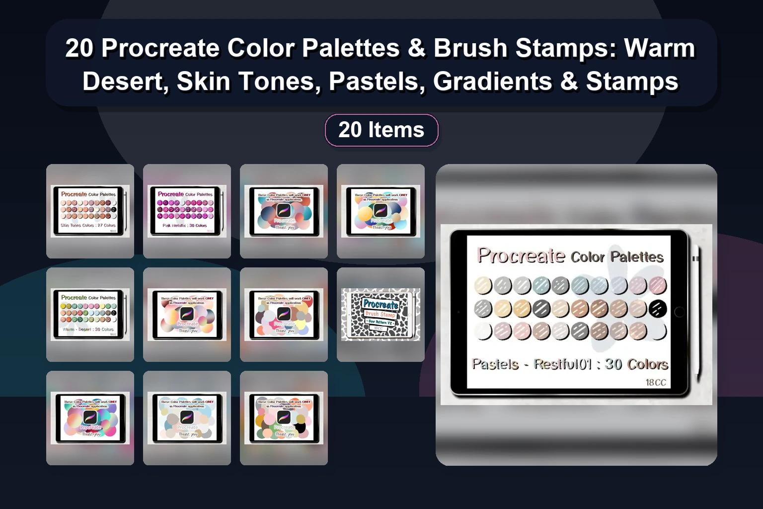 Procreate Stamp Brushes & Illustrations: Cityscapes, Florals & Doodles (Selected Assets Part 304)