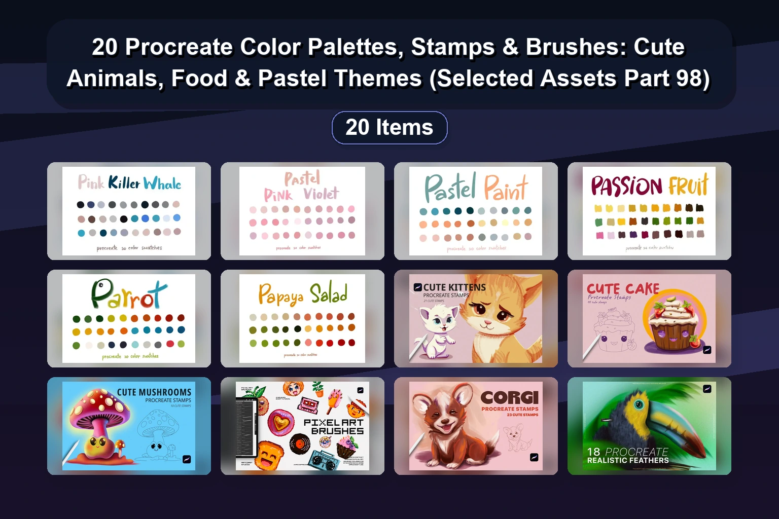 20 Procreate Color Palette Bundles for Digital Art & Illustration (Rose Gold, Pastel, Rainbow & More)