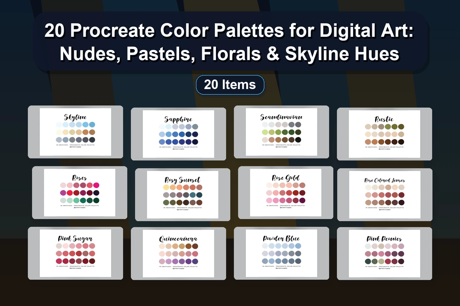 20 Unique Procreate Color Palettes for Every Theme – Sunset, Skin Tones, & More