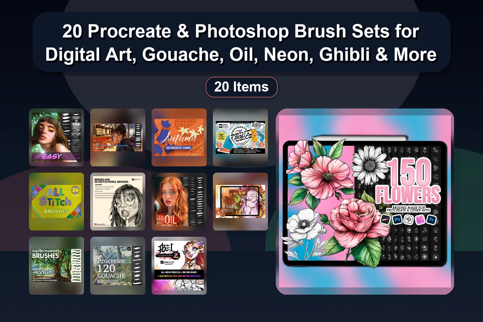 130+ Procreate Brushes for Oil Pastel, Watercolor, Anime & Digital Art | Selected Assets Part 67