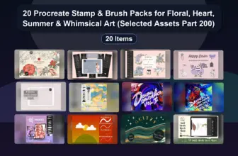 20 Procreate Stamp & Brush Packs for Floral, Heart, Summer & Whimsical Art (Selected Assets Part 200)