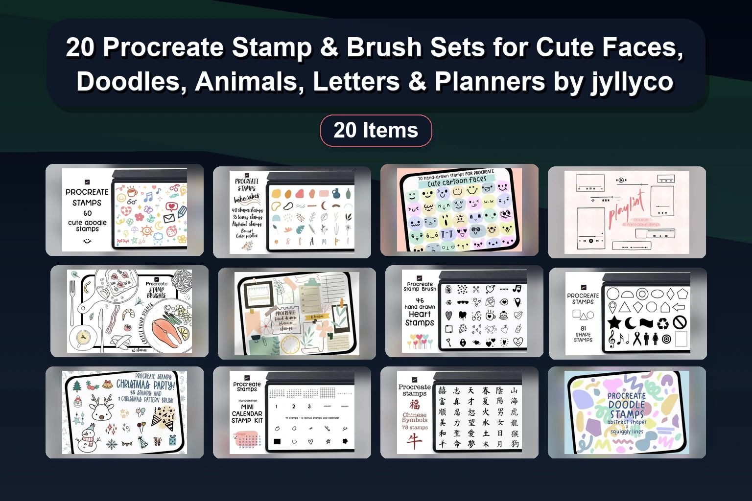 Procreate Stamps, Brushes & Digital Stickers – Floral, Tattoo, Gnomes & Paper Textures