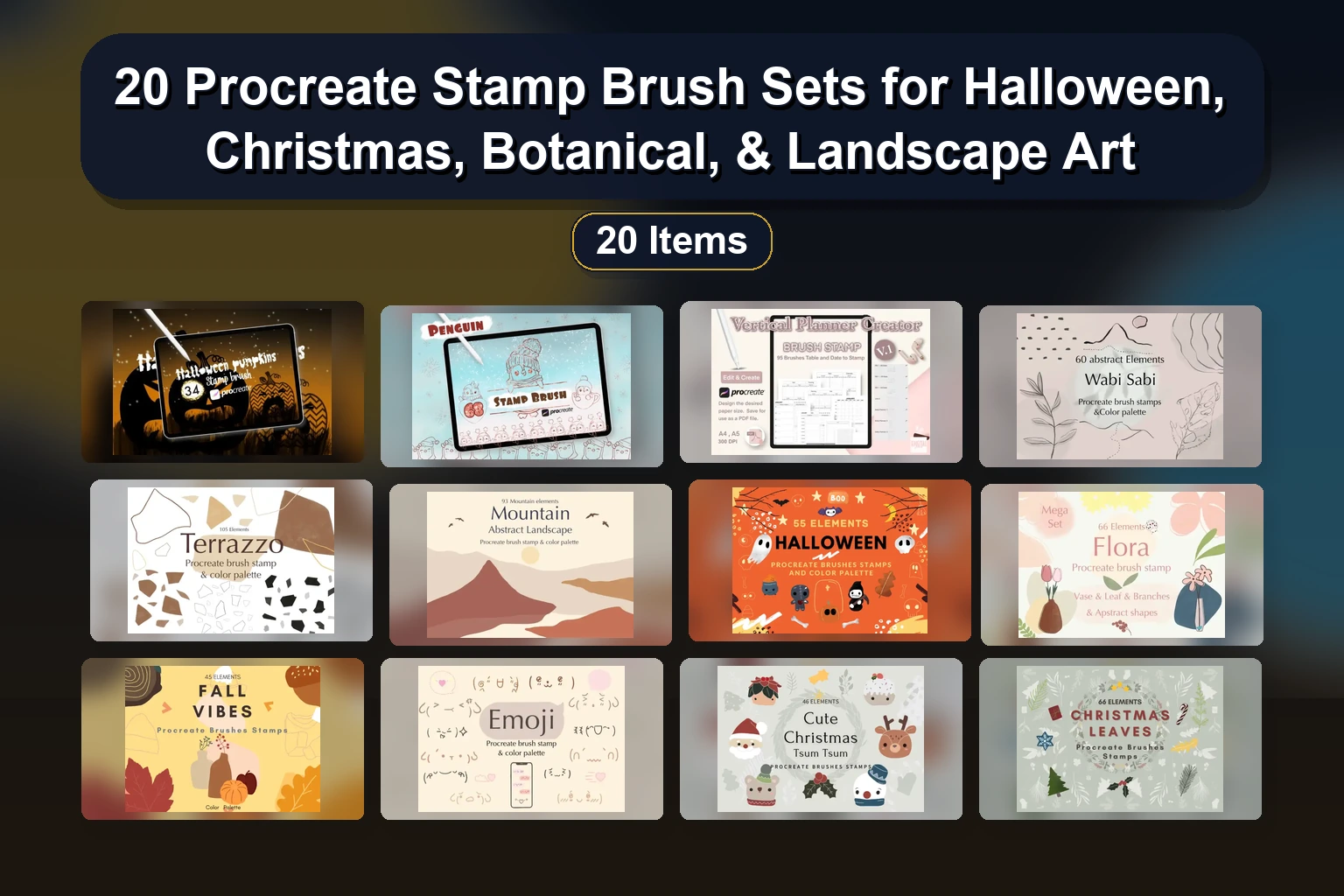 25 Creative Procreate Brush Sets: From Christmas Characters & Fall Leaves to Markers, Watercolor & Mega Bundles
