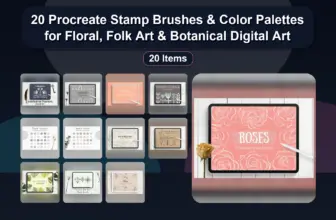 20 Procreate Stamp Brushes & Color Palettes for Floral, Folk Art & Botanical Digital Art