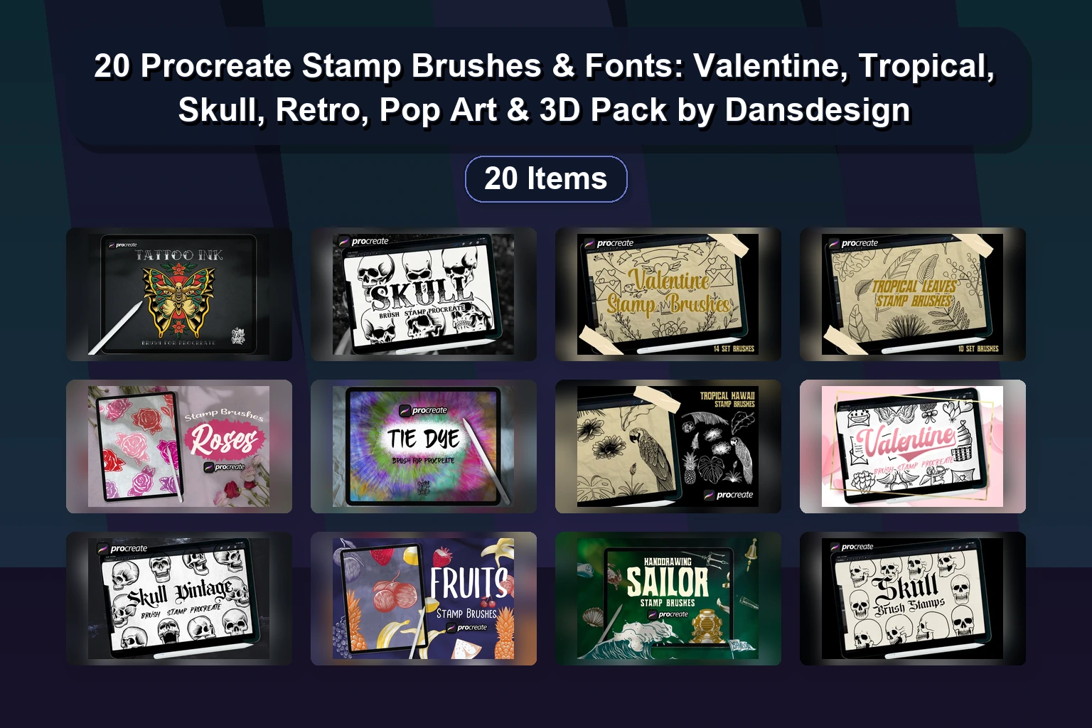 20 Best Procreate Brush Packs for Digital Art: Fun Textures, Glitter, Fur, Eyes & Holiday Themes (Selected Assets Part 388)