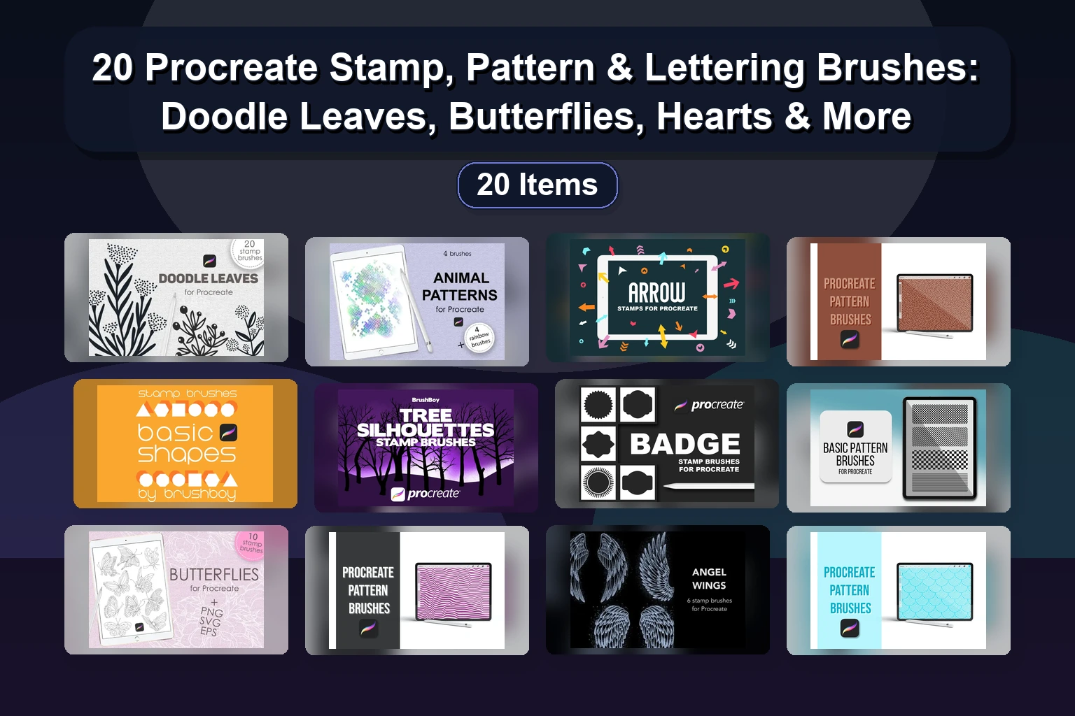 20 Procreate Brush Sets for Digital Art: Hairstyles, Neon, Fine Liners & Stamps