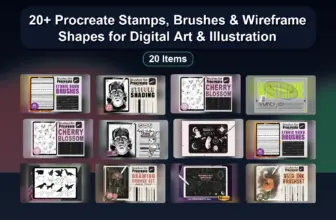 20+ Procreate Stamps, Brushes & Wireframe Shapes for Digital Art & Illustration