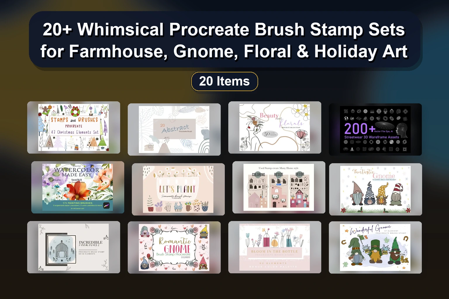 Procreate Brush Stamps, Color Palettes & Clipart Pack for Digital Artists & Planners (Selected Assets Part 151)