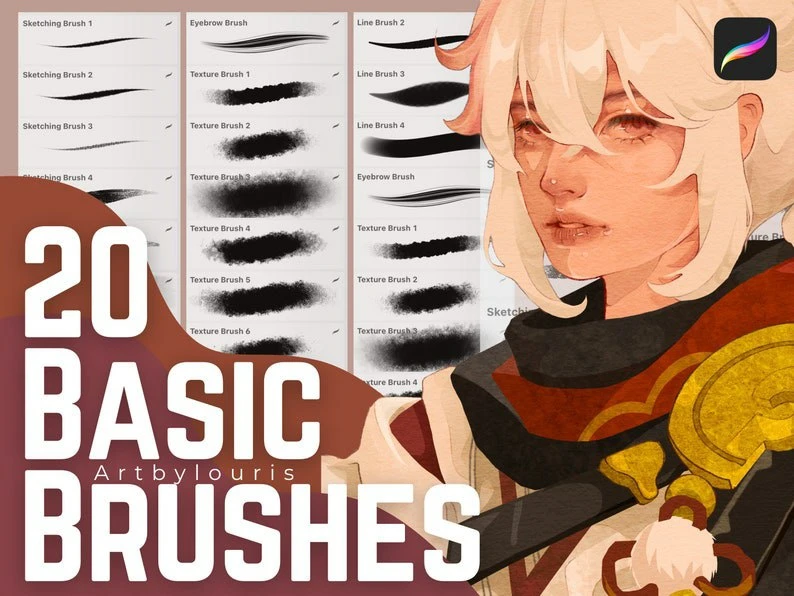 20 Basic Procreate Brushes: Sketch, Line, Texture (Digital Download) 3 20 Basic Procreate Brushes: Sketch, Line, Texture (Digital Download) - Image 3