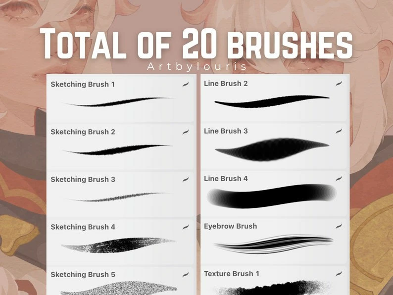 20 Basic Procreate Brushes: Sketch, Line, Texture (Digital Download) 4 20 Basic Procreate Brushes: Sketch, Line, Texture (Digital Download) - Image 4