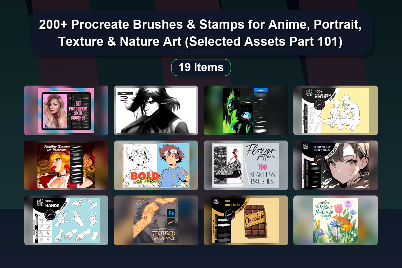 Procreate Anime, Crayon & Beginner Brush Mega-Pack: 19 Digital Art Sets for iPad