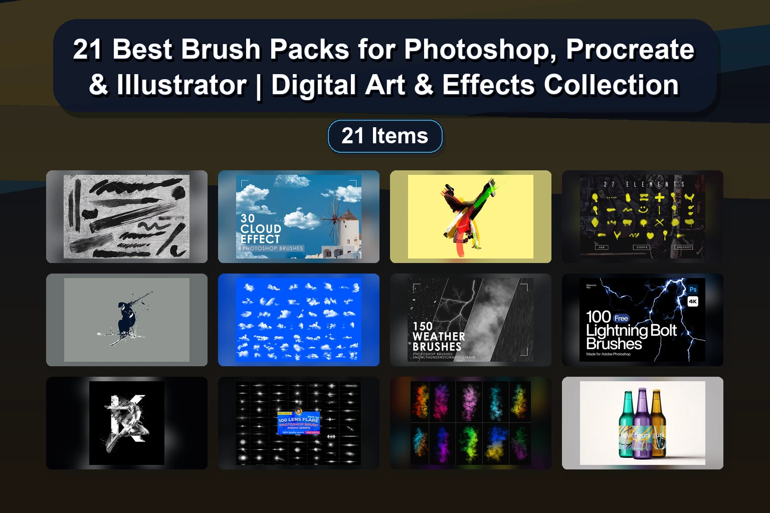 Essential Brush Packs for Photoshop, Procreate & Illustrator – Hand Drawn, Watercolor & Texture Brushes