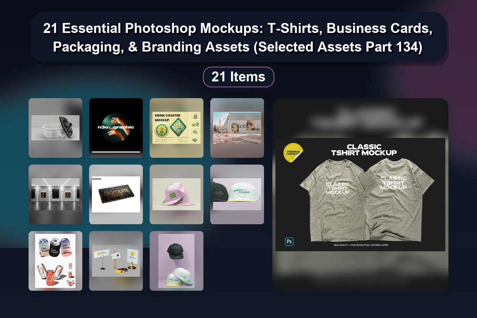 21 Essential Photoshop Mockups: T-Shirts, Business Cards, Packaging, & Branding Assets (Selected Assets Part 134) 21 Essential Photoshop Mockups T Shirts Business Cards Packa collage 7022f998 1781869857