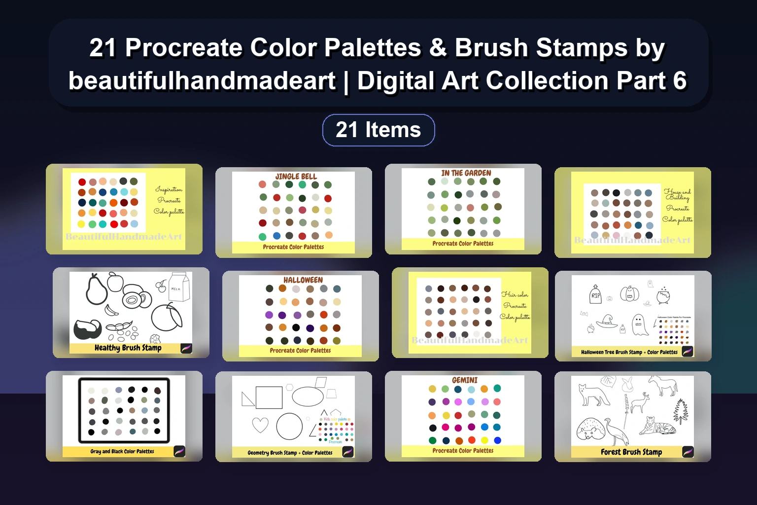Procreate Brush Stamps & Color Palettes Collection by beautifulhandmadeart Part 5