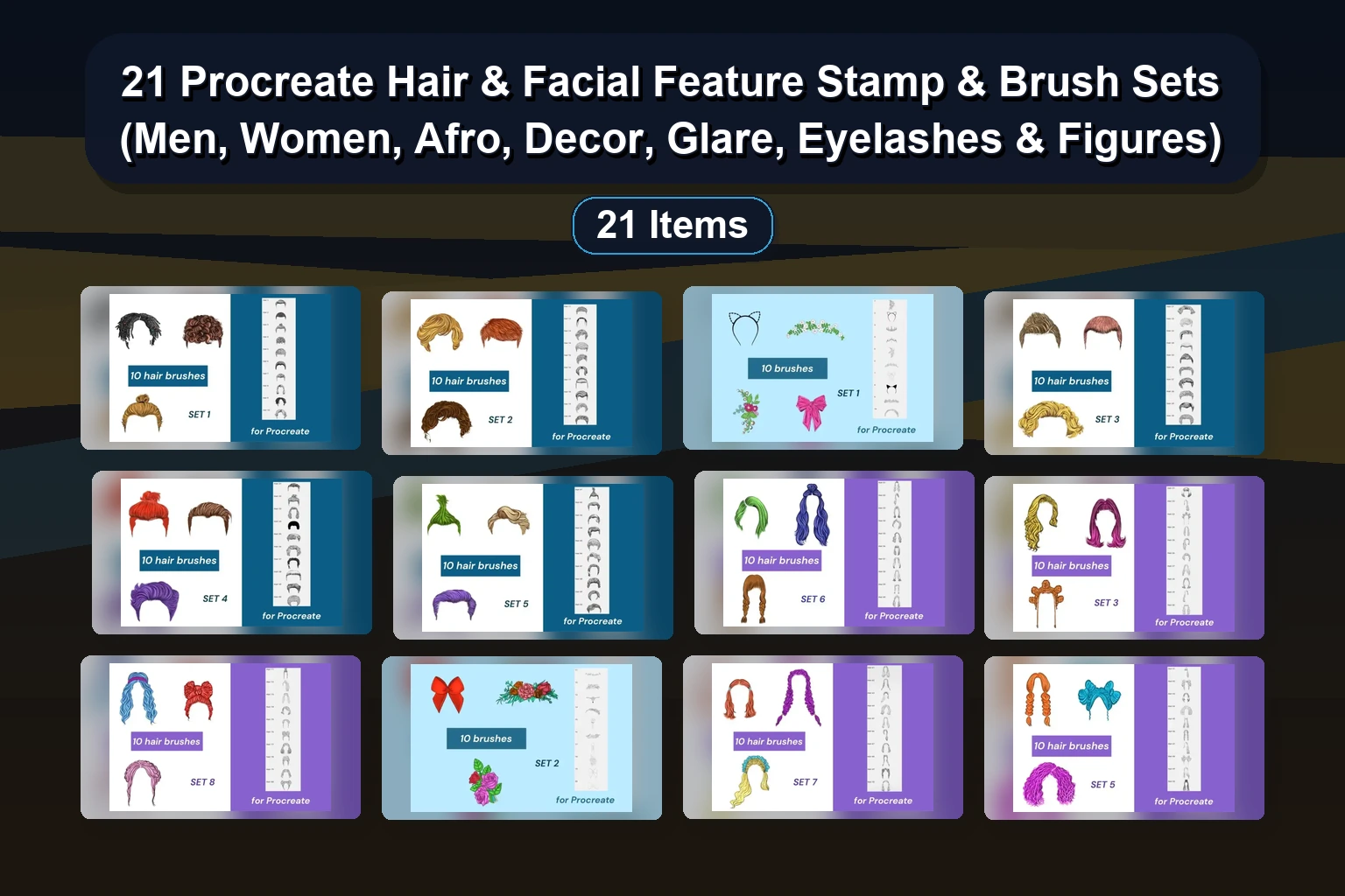 Essential Procreate Brushes & Stamps for Hair, Beauty, Fashion & Floral Art – Set 286